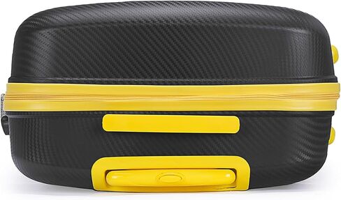 Voyager Trilogy Luggage Set - 3-Piece Hardshell Suitcases with 360 Spinner Wheels - Lightweight, Expandable in Red, Yellow, Blue, Purple, Green, Gold, Black (Black (Yellow Stripe) Set) in Saudi Arabia