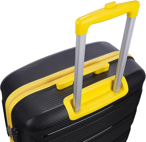 Voyager Trilogy Luggage Set - 3-Piece Hardshell Suitcases with 360 Spinner Wheels - Lightweight, Expandable in Red, Yellow, Blue, Purple, Green, Gold, Black (Black (Yellow Stripe) Set) in Saudi Arabia