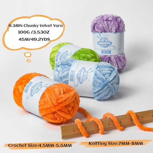 12 Pack 590 (yd) Chunky Chenille Yarn for Crocheting and Hand Knitting with Black Red White Green Yellow Orange Plush Velvet Yarn，Baby Blanket Yarn for Crocheting Soft Amigurumi Yarn in Kuwait