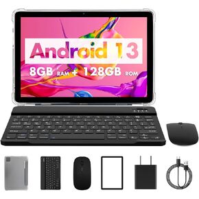 PRITOM 2024 أحدث جهاز لوحي يعمل بنظام Android 13 مقاس 10 بوصة مع ذاكرة وصول عشوائي سعتها 8 جيجابايت + ذاكرة تخزين داخلية 128 جيجابايت، توسيع 1 تيرابايت، معالج ثماني النواة 2.0 جيجا هرتز، شاشة IPS HD، دعم 5G WiFi، GPS، بلوتوث 5.0 مع لوحة مفاتيح وماوس وحافظ in Kuwait