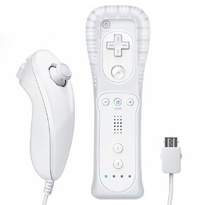 Wii Remote with Nunchuck, Compatible with Nintendo Wii/Wii U, Wii Controller with Nunchuck, with Silicone Case and Wrist Strap