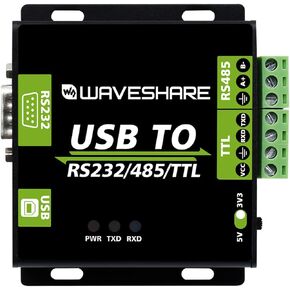 Waveshare USB to RS232 / RS485 / TTL Industrial Isolated Converter with Original FT232RL Embedded Protection Circuits and Aluminium Alloy Enclosure for Industrial Control Equipments