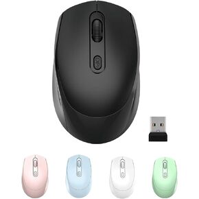 ONE-UP Wireless Mouse, 2.4G Silent Mouse, Computer Mouse with USB Nano Receiver for Laptop, Chromebook, PC, Mac, Windows and School Work (Black)