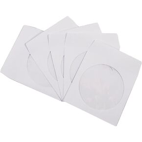 100 حزمة من أغلفة أقراص CD DVD من الورق الأبيض الفاخر مع فتحة نافذة وغطاء، ورق بوزن 100 جرام