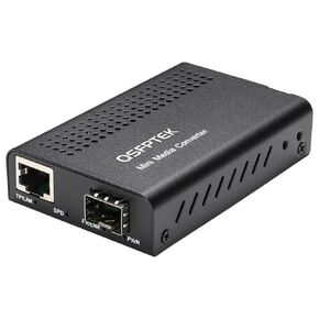 SFP+ Media Converter, Mini Unmanaged 1x 10GBase-X to 1x 10GBase-X 2X Open SFP+ Slots, 10Gigabit 10G SFP+ to SFP+ Fiber to Fiber Media Converter, DC 5~12V, Without Transceivers