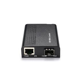 SFP+ Media Converter, Mini Unmanaged 1x 10GBase-X to 1x 10GBase-X 2X Open SFP+ Slots, 10Gigabit 10G SFP+ to SFP+ Fiber to Fiber Media Converter, DC 5~12V, Without Transceivers