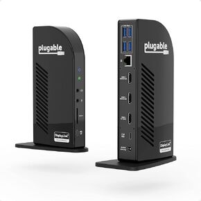 Plugable USB C Docking Station 3 Monitors, 13-in-1, 100W Charging, 3X HDMI, DisplayLink Docking Station for Thunderbolt or USB-C Windows, Mac, and Chrome Laptops
