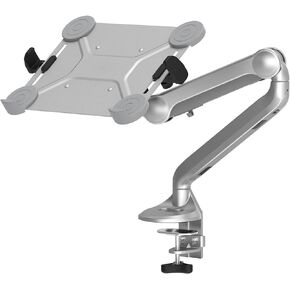 2 in 1 Function Laptop tray for monitor arm , Height Adjustable Aluminum Laptop Desk Mount Stand with Single Gas Spring Arm for 13.1-16 inch Notebook and up to 32 inch LCD Computer Screen - Silver