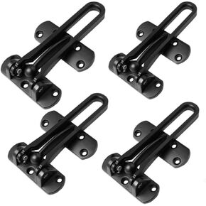 szhdxsy 4 Pcs Home Security Door Lock, Door Reinforcement Lock Swing Bar Lock， Front Door Locks for Kids, Home Reinforcement Lock for Swing-in Doors, Latch Guard Clasp,Solid Security loc, (Black)