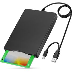 YEY External USB 3.5-inch USB Floppy Disk Reader 1.44 MB FDD Portable Floppy Disk for PC Laptops Windows/XP/7/8/10/11 Plug and Play, Also for iMac and MacBook Pro (Black)