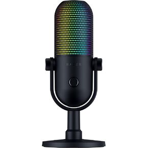 Razer Seiren V3 Chroma RGB USB Microphone: Stream & Game Reactive Lighting - Tap-to-Mute Sensor - Condenser Mic - Digital Gain Limiter & Shock Absorber - PC, Discord, OBS Studio, XSplit - Black