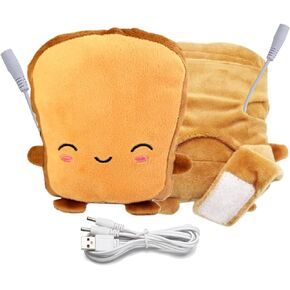 USB Hand Warmers Cute USB Heating Gloves Hand Warmers GlovesHalf Wearable Toast Laptop Fingerless 5V USB Powered Heated Gloves Gift Winter Fashion Gloves for Women and Children
