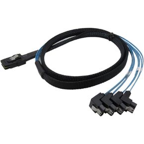 CableDeconn 18' Mini SAS 36P SFF-8087 To 4 SATA 7Pin 90 Degrees Target Hard Disk Data Cable 0.5M (H0304)