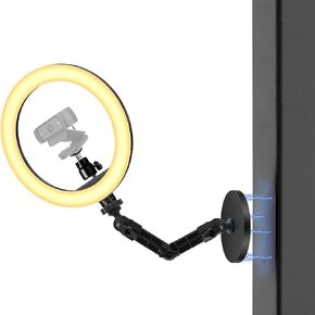 Webcam Magnetic Mount with Ring Light, 10'' Selfie Light with Rotating Magnetic Wall Holder Compatible with Logitech C920s StreamCam C930e C922 C925e C615 Brio 4K 500 webcams