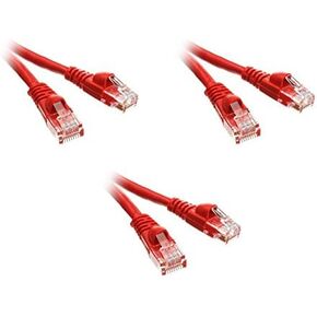 2 Pack Cat5e Ethernet Patch Cable, Snagless/Molded Boot 1.5 Feet Red, CNE485961