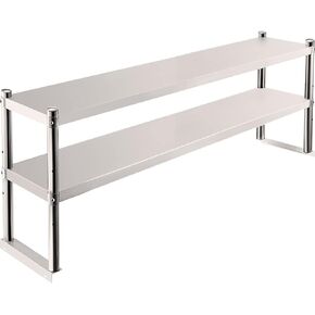 VEVOR Double Overshelf, Double Tier Stainless Steel Overshelf, 30 in. L x 12 in. W Double Deck Overshelf, Height Adjustable Overshelf for Prep & Work Table in Kitchen, Restaurant