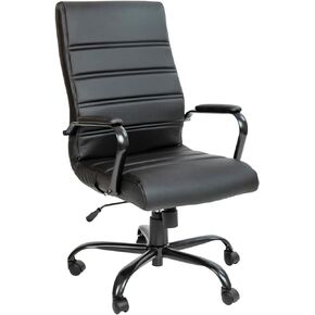Flash Furniture Whitney High-Back Swivel LeatherSoft Desk Chair with Padded Seat and Armrests, Adjustable Height Padded Office Chair, Black