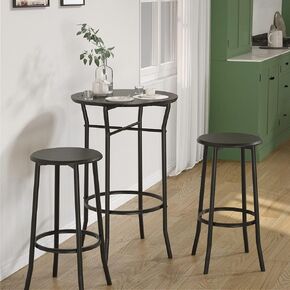 IDEALHOUSE 2024 New 3-Piece Bar Table and Chairs Set - Chic Modern Round Pub Dining Set, Round Bistro Pub Furniture and Chairs for Kitchen, Balcony, Dining Room, Perfect for Dining and Conversations