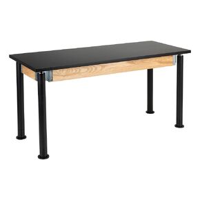 Learniture Heavy-Duty School Science Lab Table with Chemical-Resistant Top, Adjustable Height Science Table for Classrooms, 30" D x 60" W x 29" H, Black
