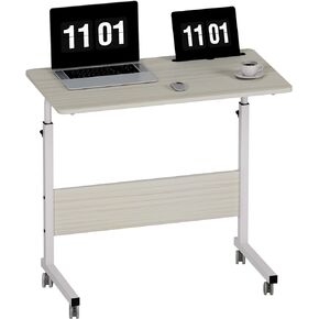 SogesPower 31.5 inches Mobile Laptop Desk with Slot Adjustable Side Table Computer Stand for Bed Sofa, Black