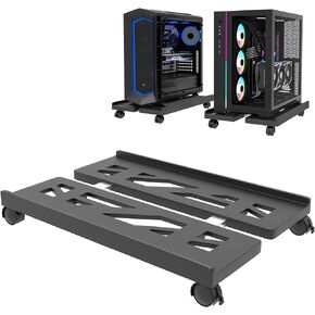 Mobile CPU Stand, CPU Rolling Stand Adjustable Computer Mobile Cart Holder with Locking Caster Wheels PC Stand - White