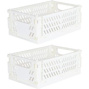 Tixill 2-Pack Mini Foldable Plastic Baskets for Organizing and Storage, Collapsible Storage Crate for Home Kitchen Bedroom Bathroom Office (5.9x3.8x2.2, Pink)