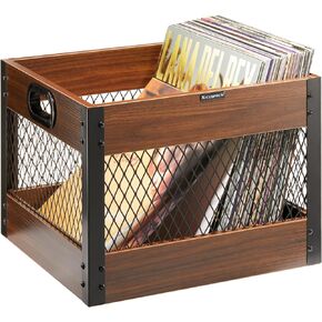X-cosrack Vinyl Record Storage Crate, Wooden LP Album Shelf Vinyl Storage Cube Organizer Box