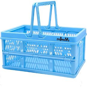 collapsible crates for storage,plastic baskets for organizing,collapsible shopping basket,20L foldable crate with Handles,car storage crate,crate for Kitchen,Bathroom,Medicine,Milk (Black, M)