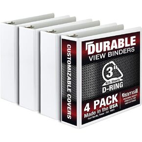 Samsill Durable 0.5 Inch Binder, Made in the USA, D Ring Binder, Customizable Clear View Binder, Black, Holds 125 Pages