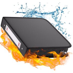 Fireproof 3 Ring Binder with Zipper, 1.5 Inch D Rings Hold up 375 Sheets of 8.5" x 11" (A4), Compatible with Clear Page Protectors, Built-in Net and Pen Holder(Black, 1 Pcs)