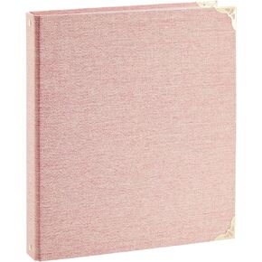 Paper Junkie Light Pink 3 Ring Binder with 1.5 Inch Rings, Decorative Linen File Folder with Gold Hardware for Office Supplies, Planner, Portfolio, 250 Sheet Capacity (11.5 x 10.5 in)