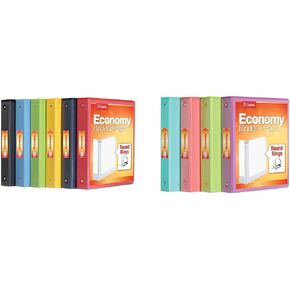 Cardinal 3 Ring Binders, 1.5 Inch, Round Rings, Holds 350 Sheets, ClearVue Presentation View, Non-Stick, Assorted Bright Colors, 6 Pack (79557)