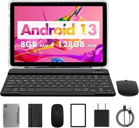 PRITOM 2024 أحدث جهاز لوحي يعمل بنظام Android 13 مقاس 10 بوصة مع ذاكرة وصول عشوائي سعتها 8 جيجابايت + ذاكرة تخزين داخلية 128 جيجابايت، توسيع 1 تيرابايت، معالج ثماني النواة 2.0 جيجا هرتز، شاشة IPS HD، دعم 5G WiFi، GPS، بلوتوث 5.0 مع لوحة مفاتيح وماوس وحافظ in Kuwait