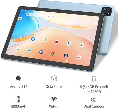 PRITOM 2024 أحدث جهاز لوحي يعمل بنظام Android 13 مقاس 10 بوصة مع ذاكرة وصول عشوائي سعتها 8 جيجابايت + ذاكرة تخزين داخلية 128 جيجابايت، توسيع 1 تيرابايت، معالج ثماني النواة 2.0 جيجا هرتز، شاشة IPS HD، دعم 5G WiFi، GPS، بلوتوث 5.0 مع لوحة مفاتيح وماوس وحافظ in Kuwait