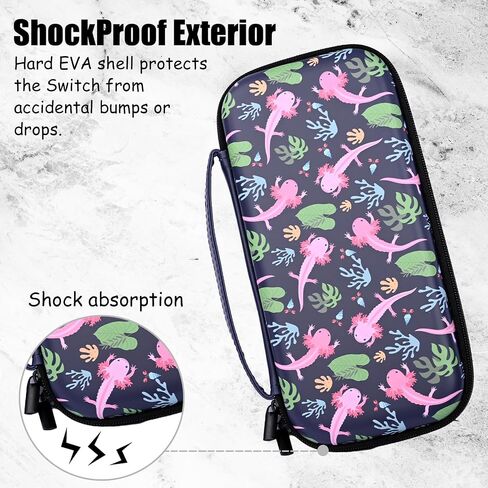 WtallasiSei Axolotl Carry Case Compatible With Nintendo Switch Lite And Switch Oled, Hard Portable Travel Storage Bag For Accessories Console in Saudi Arabia