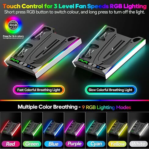 PS5 Stand for PS5 Slim Disc/PS5 Disc & Digital, 3-Level Cooling Station and RGB LED with Controller Charger for PS5 & Edge Controller, PS5 Accessories with 3 USB HUBs (Not Fit PS5 Slim Digital) in Saudi Arabia