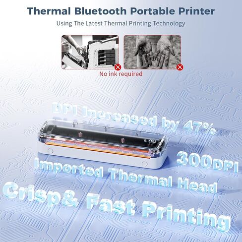 Phomemo M834 Portable Printer Wireless for Travel (Upgraded),Inkless Thermal Printer Support 8.5" x 11" US Letter&A4,Bluetooth Mobile Printer Compatible with iOS, Android Phone & PC,300DPI in Kuwait