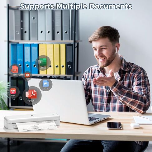 Phomemo M834 Portable Printer Wireless for Travel (Upgraded),Inkless Thermal Printer Support 8.5" x 11" US Letter&A4,Bluetooth Mobile Printer Compatible with iOS, Android Phone & PC,300DPI in Kuwait