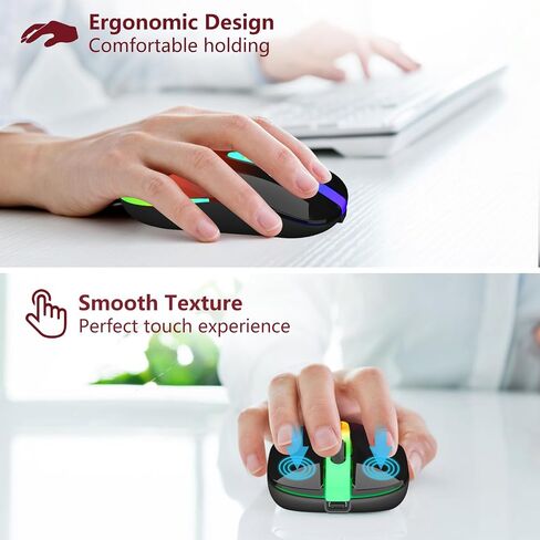 ماوس كمبيوتر سلكي للكمبيوتر المحمول وسطح المكتب - ماوس ألعاب USB، إضاءة خلفية بصرية RGB - 6400 نقطة في البوصة، 7 أزرار - للاستخدام المكتبي والمنزلي in Kuwait