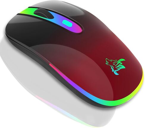 ماوس كمبيوتر سلكي للكمبيوتر المحمول وسطح المكتب - ماوس ألعاب USB، إضاءة خلفية بصرية RGB - 6400 نقطة في البوصة، 7 أزرار - للاستخدام المكتبي والمنزلي in Kuwait