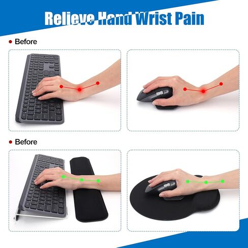 3 قطع أكريليك لوحة مفاتيح الكمبيوتر مجموعة حامل لوحة المفاتيح مع الماوس ولوحة المفاتيح مسند المعصم وسادة مكتب مكتب الملحقات للمدرسة والمنزل والمكتب in Kuwait