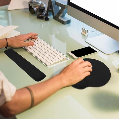 3 قطع أكريليك لوحة مفاتيح الكمبيوتر مجموعة حامل لوحة المفاتيح مع الماوس ولوحة المفاتيح مسند المعصم وسادة مكتب مكتب الملحقات للمدرسة والمنزل والمكتب in Kuwait