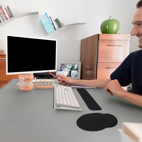 3 قطع أكريليك لوحة مفاتيح الكمبيوتر مجموعة حامل لوحة المفاتيح مع الماوس ولوحة المفاتيح مسند المعصم وسادة مكتب مكتب الملحقات للمدرسة والمنزل والمكتب in Kuwait