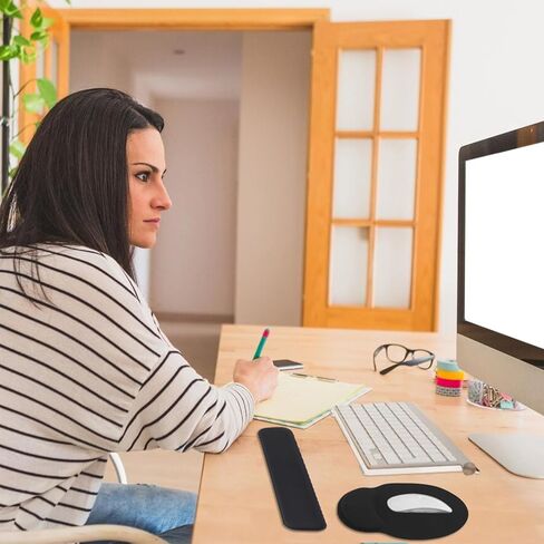 3 قطع أكريليك لوحة مفاتيح الكمبيوتر مجموعة حامل لوحة المفاتيح مع الماوس ولوحة المفاتيح مسند المعصم وسادة مكتب مكتب الملحقات للمدرسة والمنزل والمكتب in Kuwait