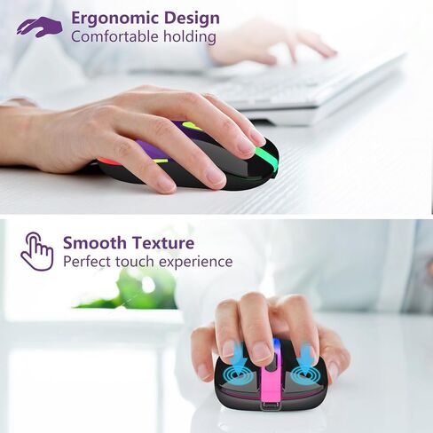 ماوس كمبيوتر سلكي للكمبيوتر المحمول وسطح المكتب - ماوس ألعاب USB، إضاءة خلفية بصرية RGB - 6400 نقطة في البوصة، 7 أزرار - للاستخدام المكتبي والمنزلي in Kuwait