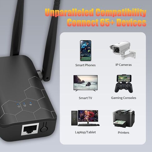 2024 Upgraded WiFi Extender Signal Booster, Internet Wireless Repeater Cover up to 10000 Sq.ft, WiFi Amplifier 4X High Speed, Widely Compatible with More Network Devices, 1-Tap Setup & Ethernet Port in Kuwait