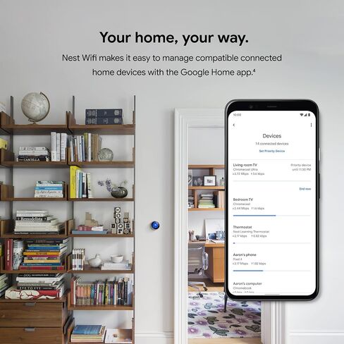 Google Nest Wifi - AC2200 - نظام شبكة WiFi - جهاز توجيه Wifi - تغطية 2200 قدم مربع - حزمة واحدة in Saudi Arabia