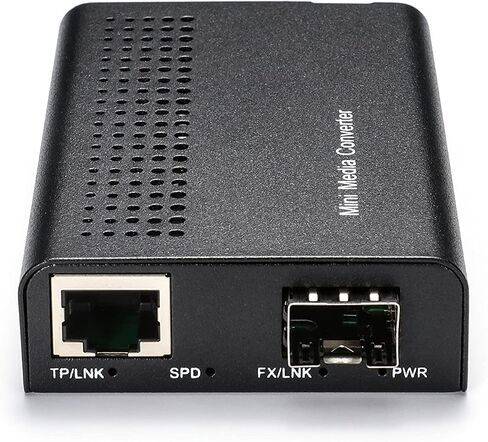 QSFPTEK 1G Gigabit Ethernet PoE+ Media Converter, Fiber to Ethernet Converter with 1x 10/100/1000Base-T to 1x 100/1000Base-X SFP Slot, AC 100V~240V or DC 5~12V Optional in Saudi Arabia