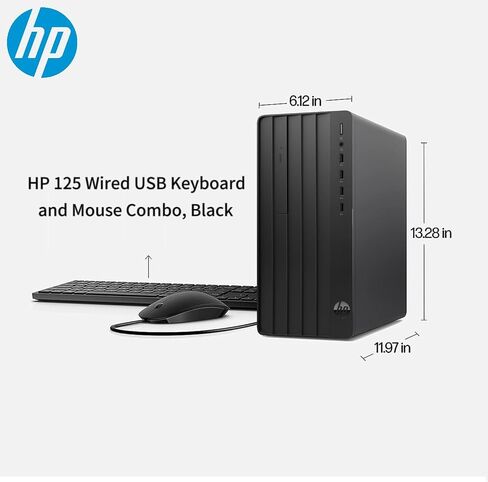 سطح المكتب HP 2024 Business Tower | معالج إنتل الجيل الثاني عشر (معالج i3-12100) | 16 جيجا رام | تخزين 2 تيرابايت (1 تيرابايت SSD مع 1 تيرابايت HDD) | اتش دي ام اي | في جي ايه | دي في دي آر دبليو | واي فاي | 2- دعم الشاشة | ويندوز 11 برو in Kuwait