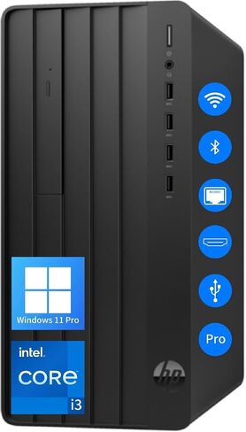 سطح المكتب HP 2024 Business Tower | معالج إنتل الجيل الثاني عشر (معالج i3-12100) | 16 جيجا رام | تخزين 2 تيرابايت (1 تيرابايت SSD مع 1 تيرابايت HDD) | اتش دي ام اي | في جي ايه | دي في دي آر دبليو | واي فاي | 2- دعم الشاشة | ويندوز 11 برو in Kuwait